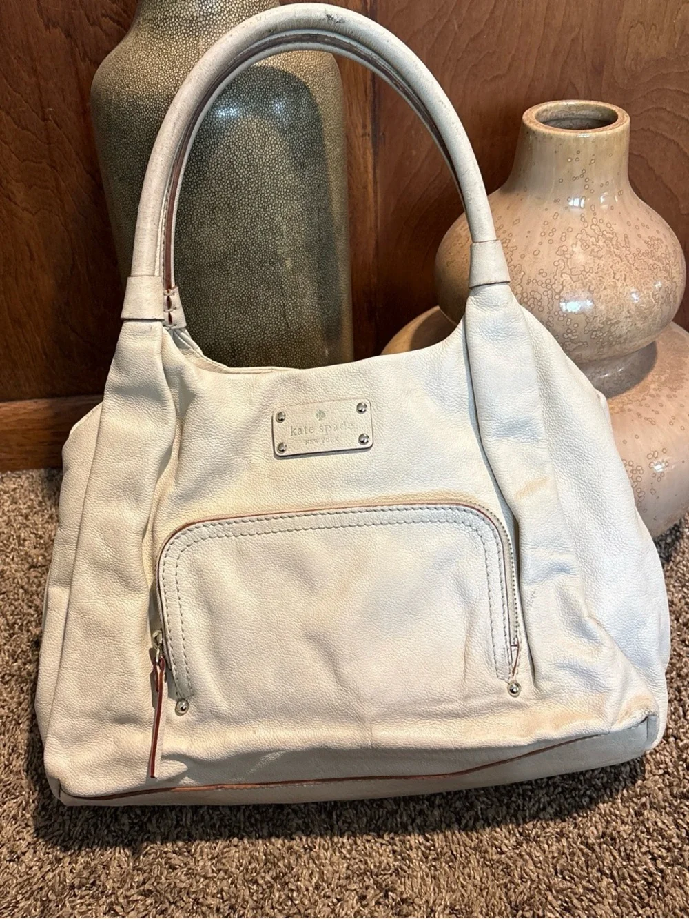 kate spade Cream Leather Hobo Bag